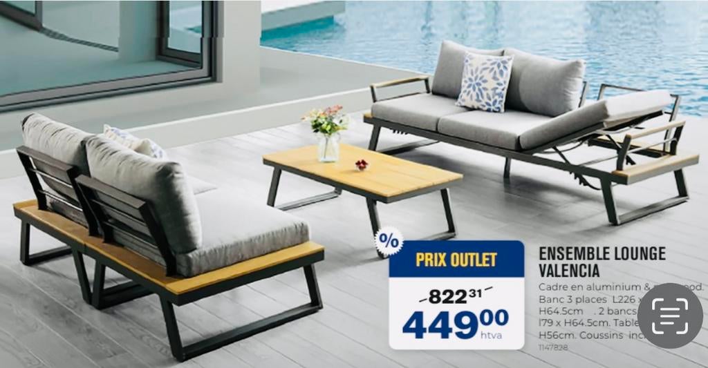 Meuble de jardin Lounge Valencia, Jardin & Terrasse, Enlèvement, Neuf, Synthétique, Salons de jardin