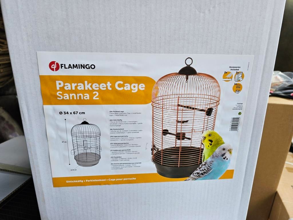 NIEUW - Parkietenkooi Sanne 2 Koper - Zwart, Dieren en Toebehoren, Ophalen, Kunststof, Vogelkooi