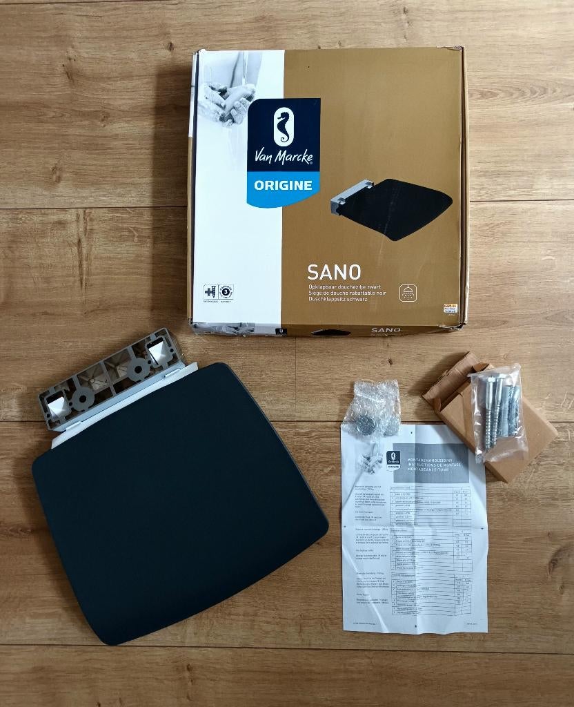 Siège de douche Van Marcke - Sano - noir - NEUF, Bricolage & Construction, Sanitaire, Envoi, Neuf, Chrome, Douche