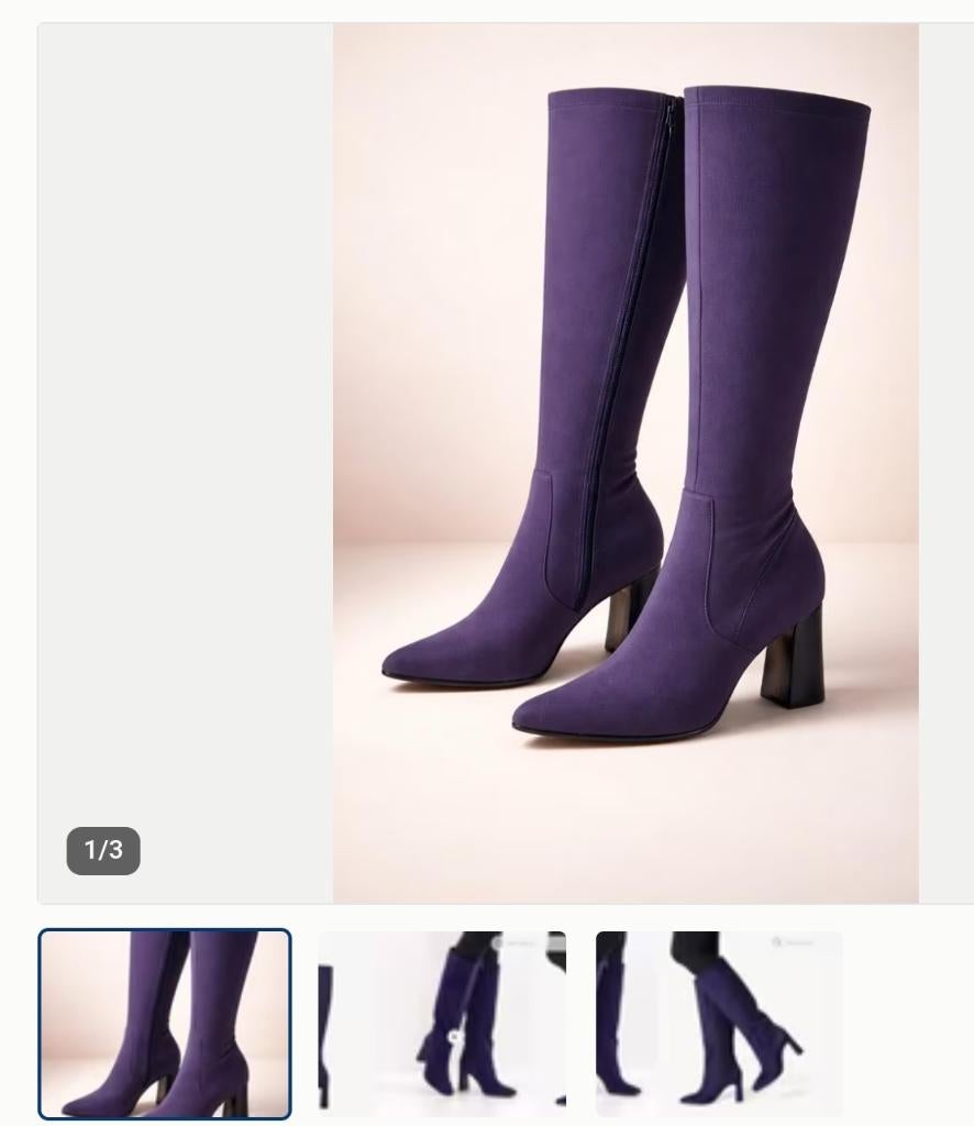 Laarzen violet stof en leder met rits, Tamaris, Hoge laarzen, Nieuw, Ophalen of Verzenden