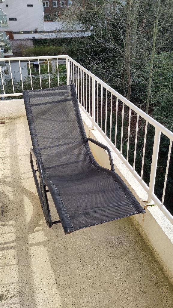 Transat chaise longue acier, Jardin & Terrasse, Chaises longues, Enlèvement, Utilisé, Métal, Mobile