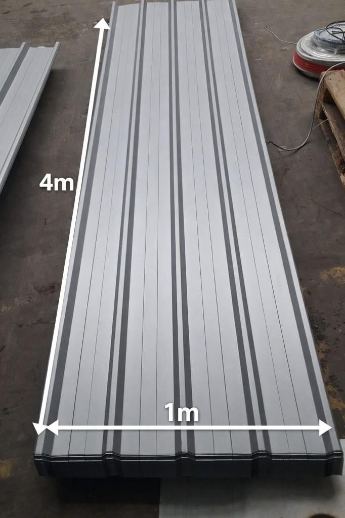 Tôle bac acier / tôle de toiture – 4 m x 1 m / 40€, Bricolage & Construction, Neuf, Gris, Enlèvement ou Envoi, Tôle ondulée