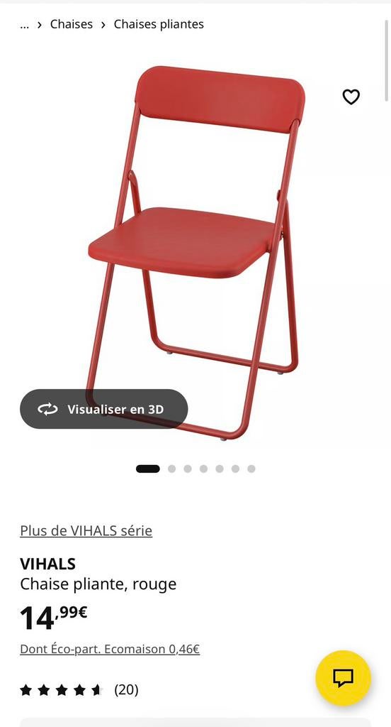 Lot de 2 chaises IKEA rouge, Enlèvement, Comme neuf, Rouge