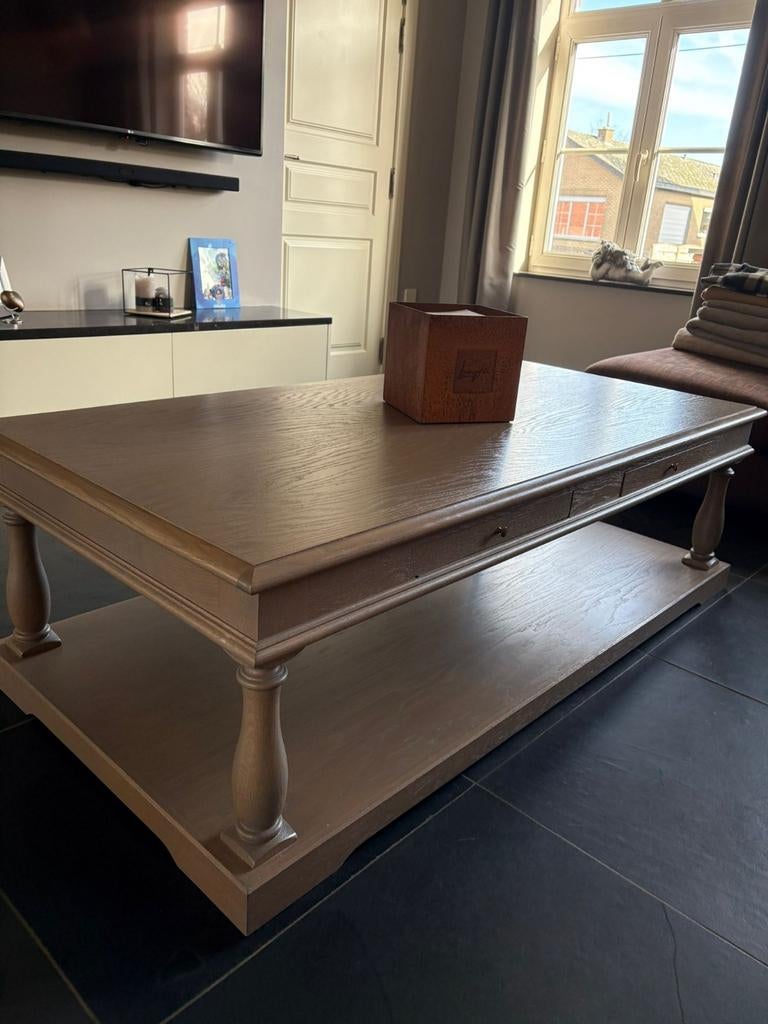 Grote Landelijke salontafel met 2 kleine lades, Huis en Inrichting, Tafels | Salontafels, Ophalen