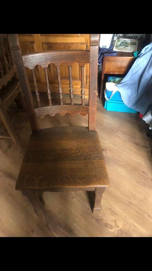4 Chaises  antique Bois massif, Ophalen of Verzenden, Zo goed als nieuw, Hout, Vier