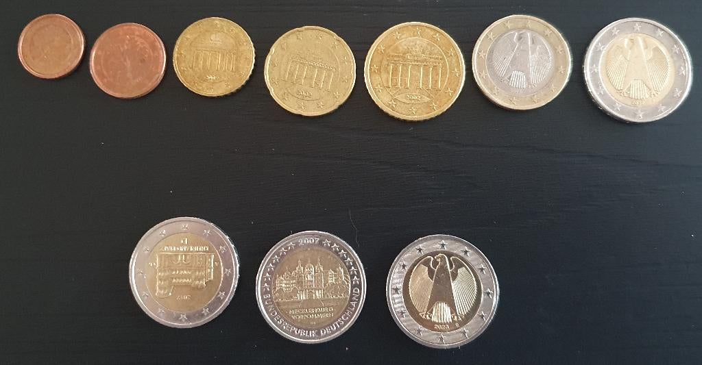 Volledige set Duitse munten 2002 (8st)+2007+2017+2023, Postzegels en Munten, Ophalen of Verzenden, Duitsland, Overige waardes