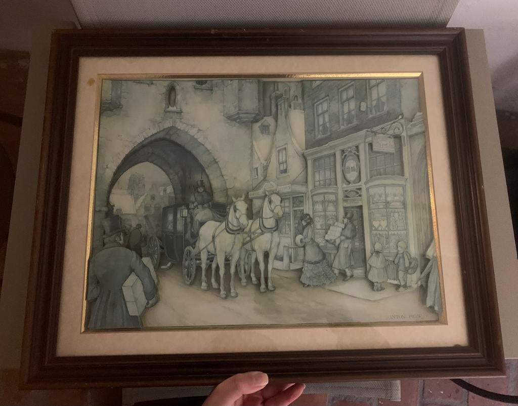 Set van 7 ingelijste Anton Pieck 3D prenten, Ophalen