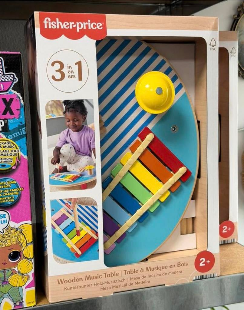 Fisher-Price Houten Muziektafel met instrumenten hout muziek, Kinderen en Baby's, Ophalen of Verzenden, Nieuw, Met geluid