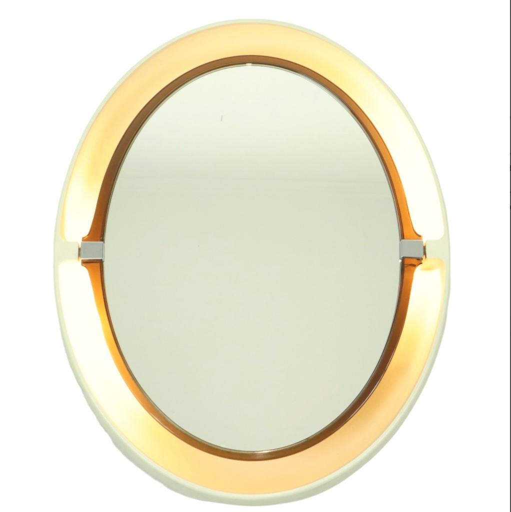 Miroir ovale illuminé Allibert Space Age Retro Vintage, Antiquités & Art, Curiosités & Brocante, Enlèvement