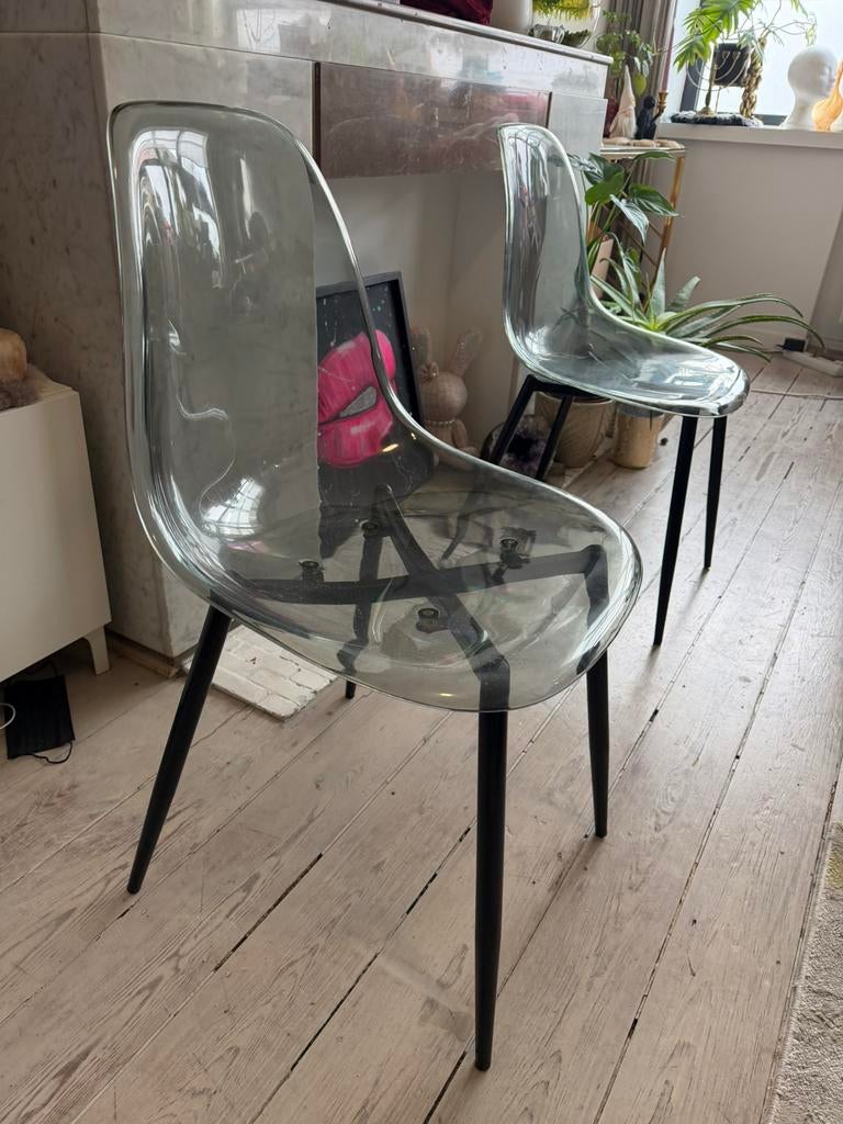 4 sièges transparents avec revêtement rouge supplémentaire, Maison & Meubles, Chaises, Enlèvement, Comme neuf