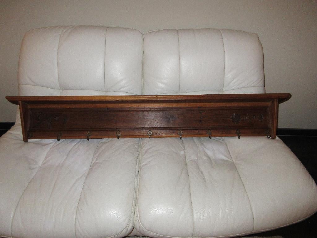 Étagère ancienne en bois de chêne porte-manteau mural, Enlèvement