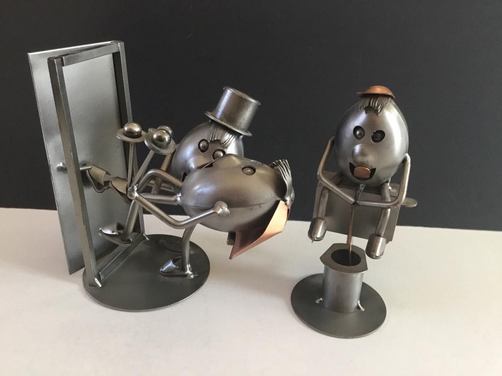 Statues vintage en métal Potatoes by E&T (2 pièces), Antiquités & Art, Enlèvement ou Envoi