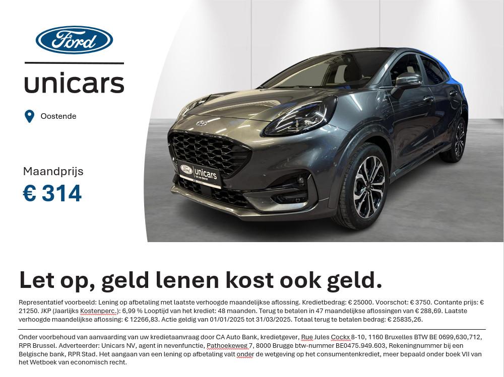 Ford Puma 1.0i Ecoboost mHEV 92kW ST-Line Design, Auto's, Ford, Stof, Bedrijf, 5 deurs, Traction-control