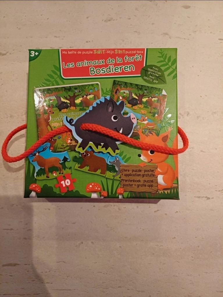 Puzzle long 10 pièces avec des animaux de la forêt, Enlèvement ou Envoi, Comme neuf