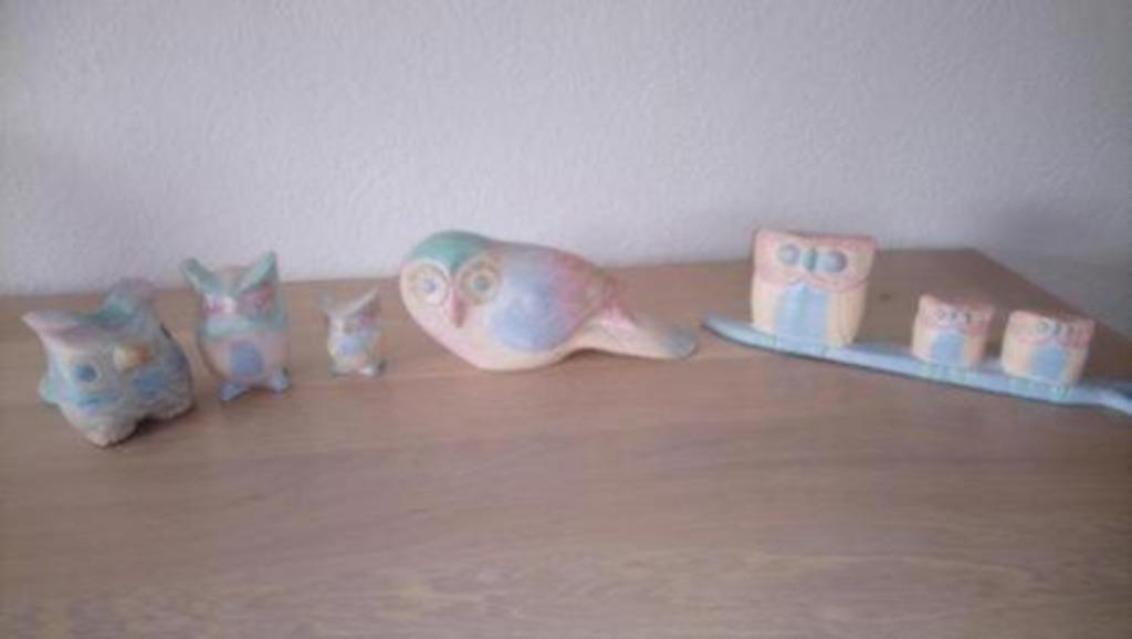 Chouettes-hiboux en bois léger en lot ou séparément., Enlèvement, Neuf, Oiseaux, Bois ou Tête