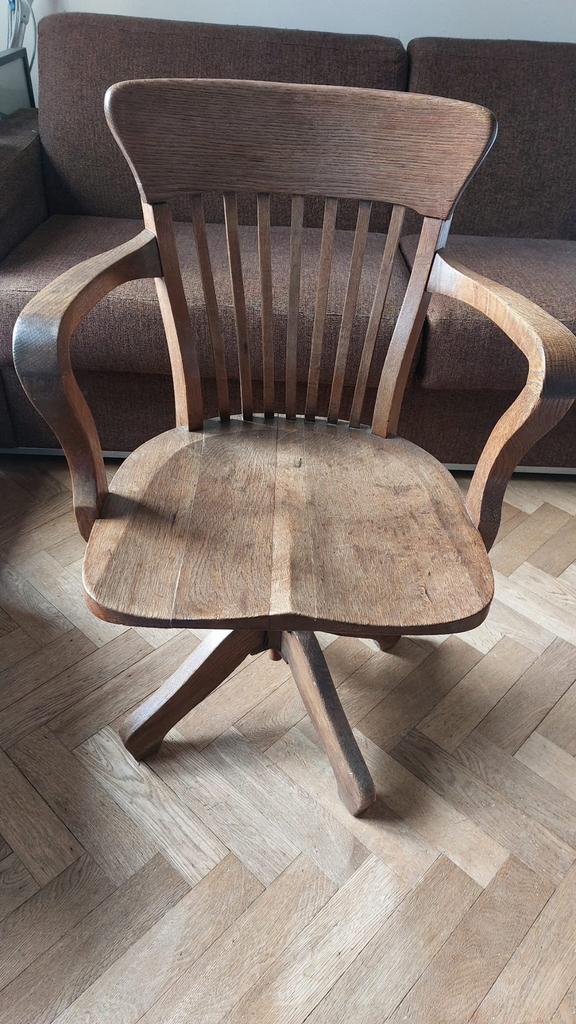 Fauteuil de bureau américain, Huis en Inrichting, Ophalen, Gebruikt, Bruin, Bureaustoel