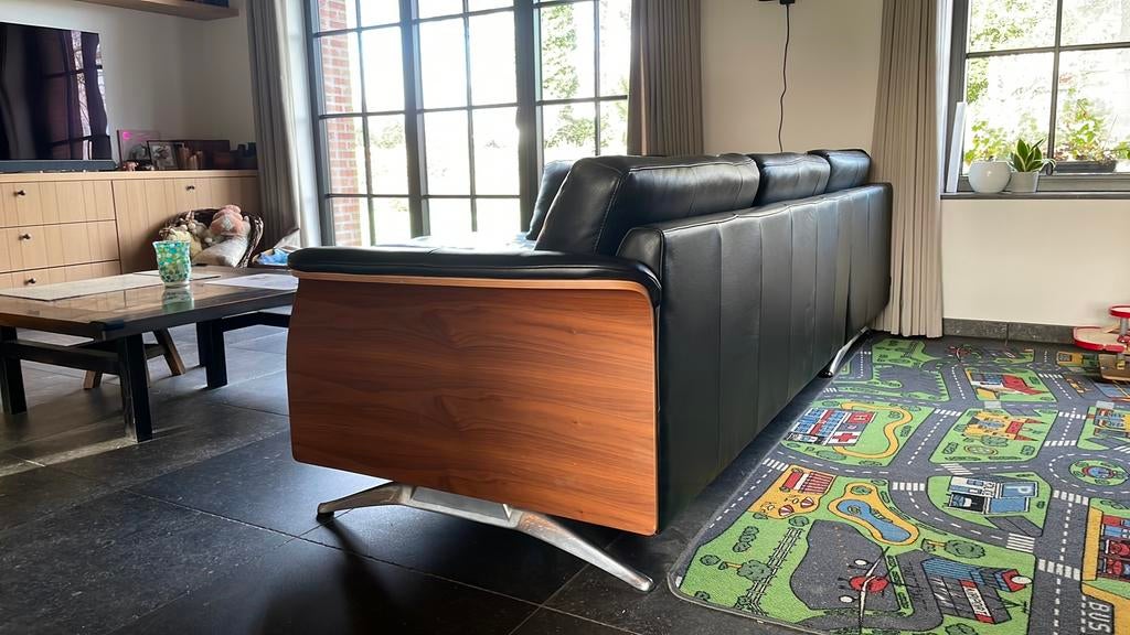 Echt lederen hoeksalon FLEXLUX GLOW Denemarken, Huis en Inrichting, Zetels | Complete zithoeken, Gebruikt, Hout, Leer, Ophalen