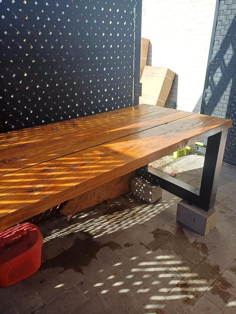 Houten tuintafel 200x90, Tuin en Terras, Ophalen, Gebruikt, Rechthoekig, Hout