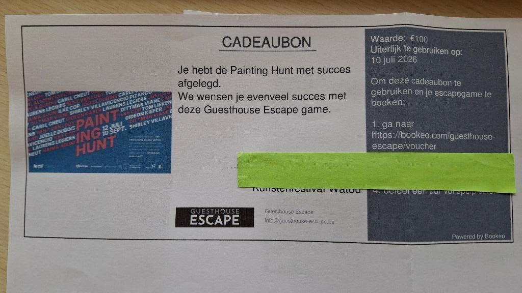 Deelname escape room Poperinge, Hobby en Vrije tijd, Gezelschapsspellen | Overige, Een of twee spelers, Ophalen of Verzenden, Nieuw
