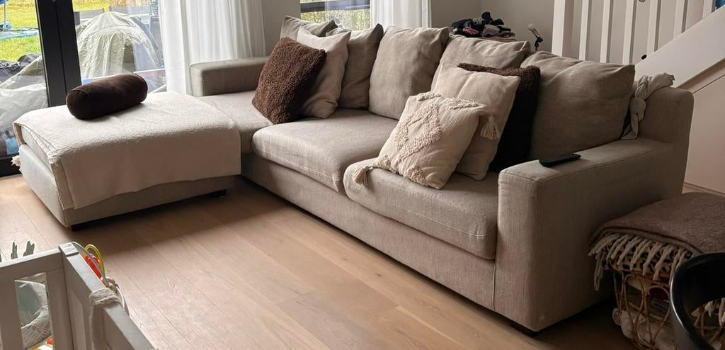 Fauteuil d'angle beige/gris 3 places, Enlèvement, Utilisé