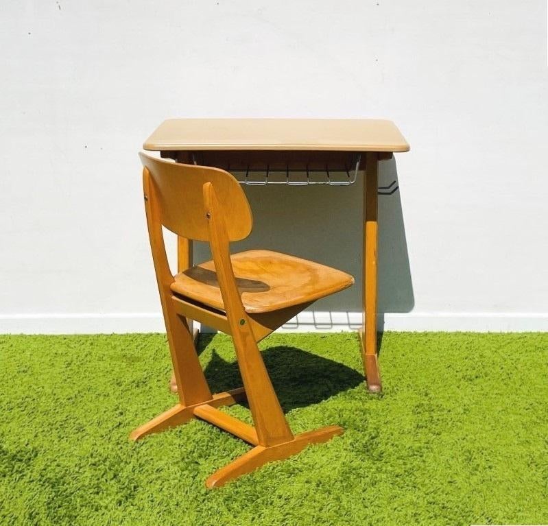Pupitre & chaise d'école Casala Vintage 60s, Enlèvement ou Envoi, Utilisé, Table(s) et Chaise(s)