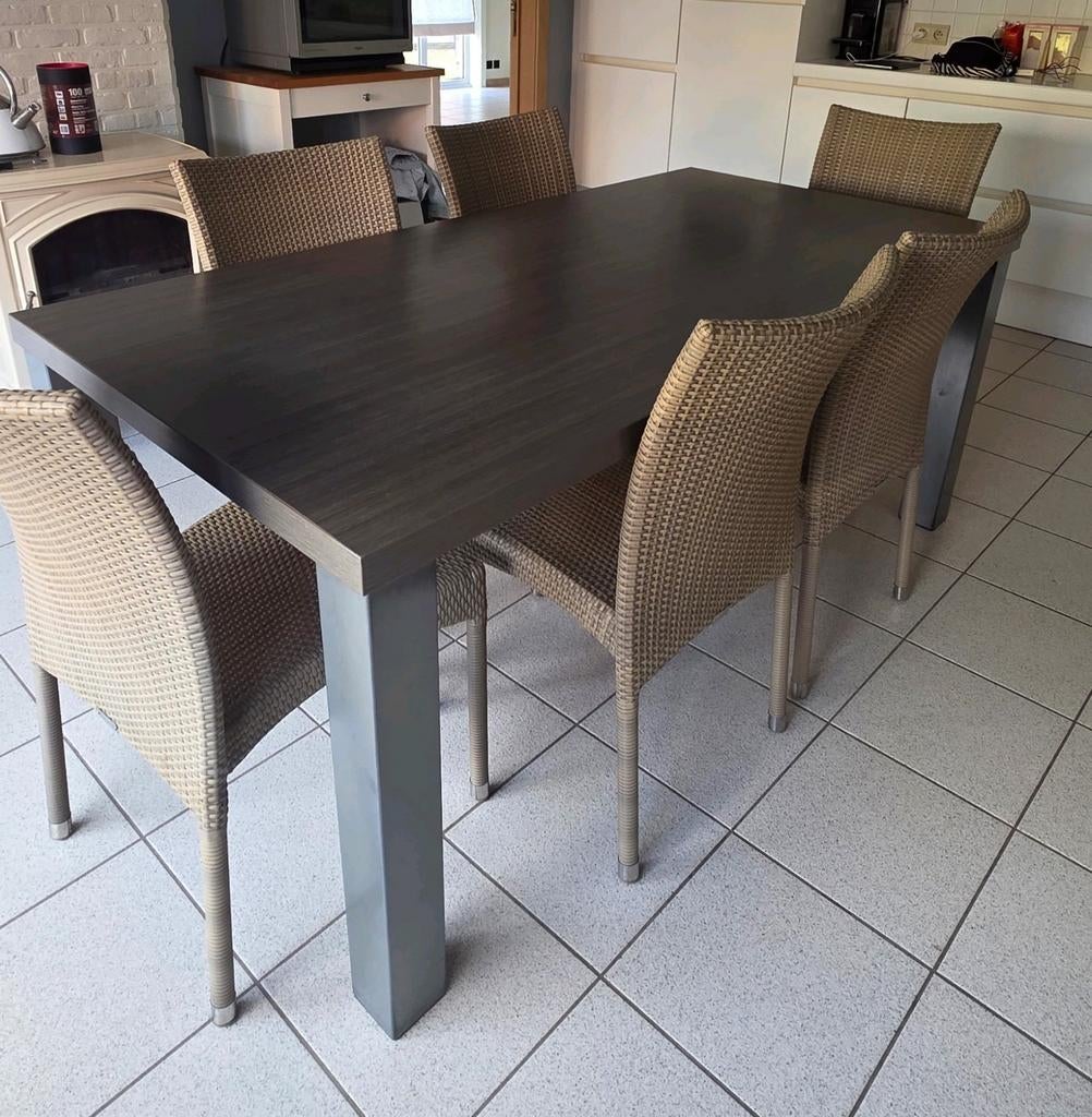 Tafel met 6 stoelen, Huis en Inrichting, Tafels | Eettafels, Ophalen, 50 tot 100 cm, Zo goed als nieuw, Vijf personen of meer