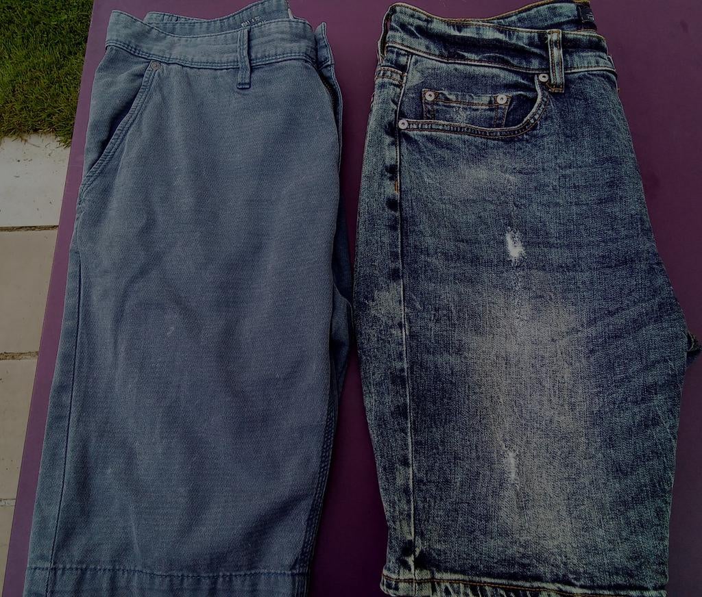 Short jeans heren maat 32 en 34, Blauw, Ophalen of Verzenden, Zo goed als nieuw, W33 - W34 (confectie 48/50)