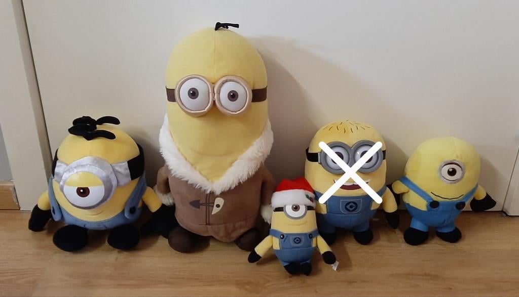 4x knuffels/pluche Minions (als geheel of apart), Ophalen of Verzenden, Zo goed als nieuw