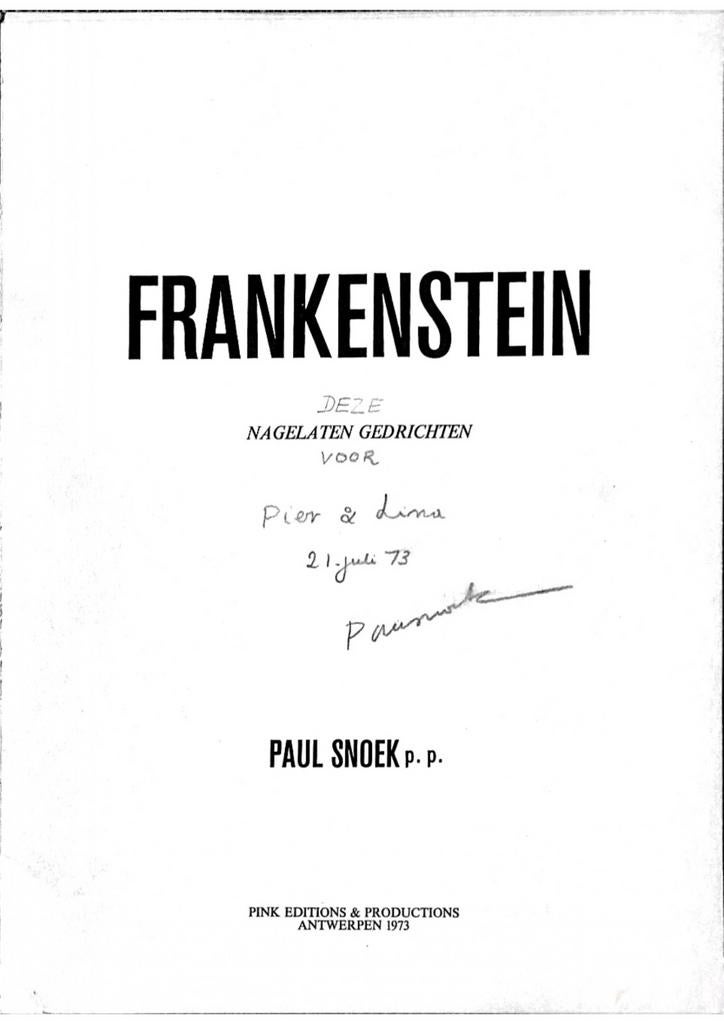 Paul Snoek dichtbundel met grafiek. Frankenstein, Boeken, Ophalen