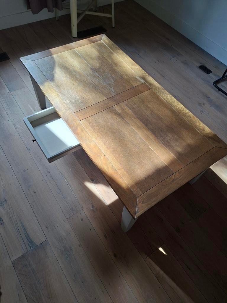 Salon tafel eiken blad poten in ivoorwit, Ophalen
