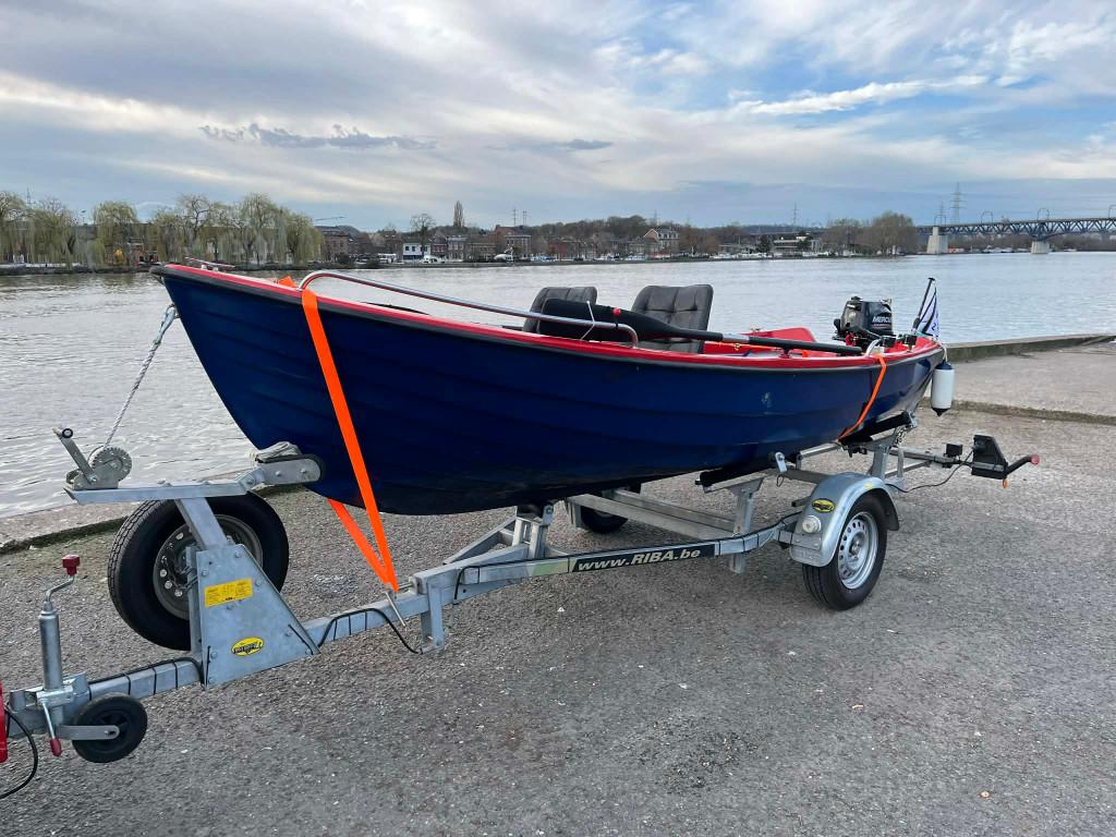 4,20 m HB Mercury 4CV 4T boot + trailer: klaar om te varen., Watersport en Boten, Sloepen, Ophalen, Tot 10 pk, Zo goed als nieuw