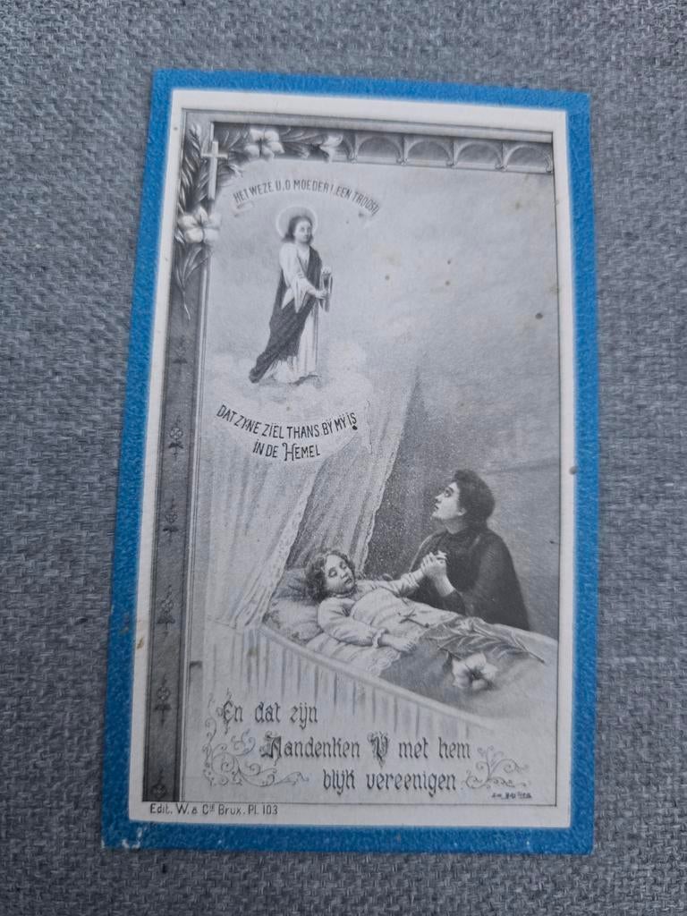 Carte de décès d'enfant 1920, Diest, Loksbergen, Enlèvement ou Envoi, Image pieuse