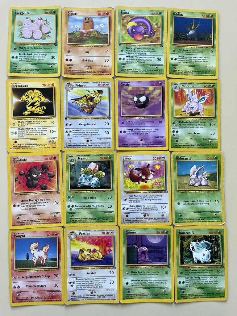 16 Vintage Pokémon cards 1995-1999 Base/Jungle/Fossil, Hobby en Vrije tijd, Verzamelkaartspellen | Pokémon, Ophalen of Verzenden