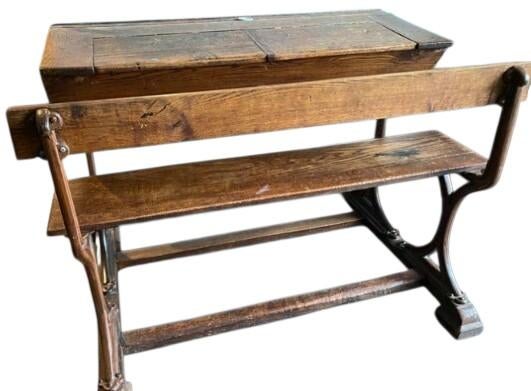 Antieke schoolbank met origineel inktpotje, Antiek en Kunst, Ophalen