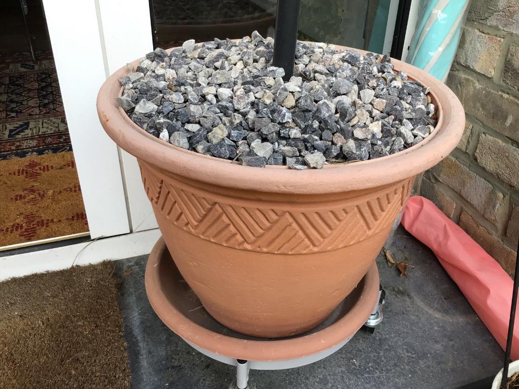 Pied de parasol sur roulettes lesté, Jardin & Terrasse, Enlèvement, Comme neuf, Moins de 1 mètre, Base de parasol