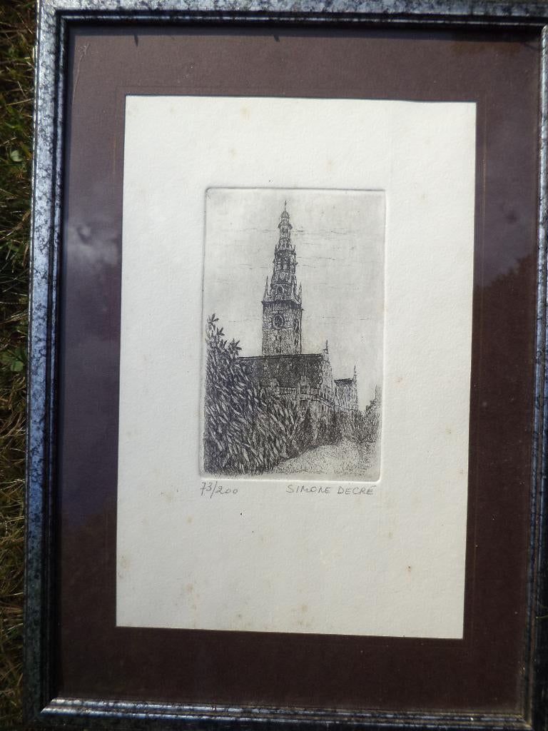 Simone DECRE Leuven abdij van PARK ets eau-forte gravure, Antiek en Kunst, Ophalen of Verzenden