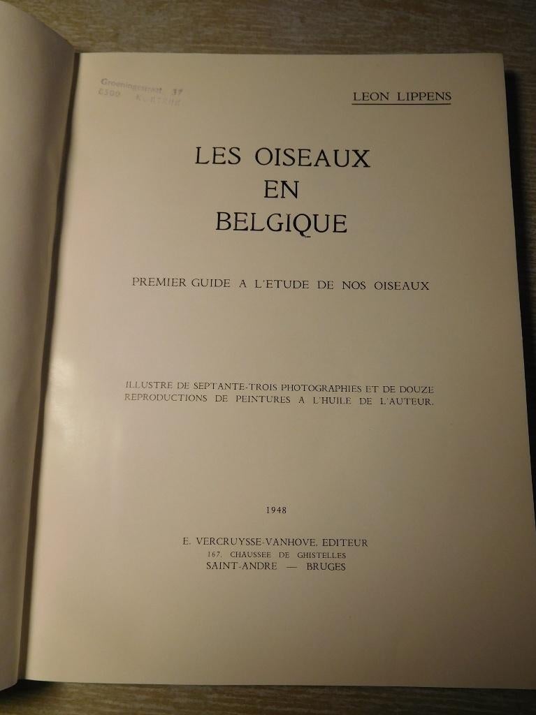 Les oiseaux en Belgique, Livres, Enlèvement ou Envoi