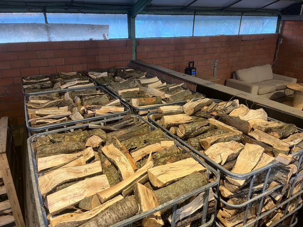 Gemengd brandhout te koop!, Jardin & Terrasse, 6 m³ ou plus, Enlèvement, Autres essences de bois, Bûches