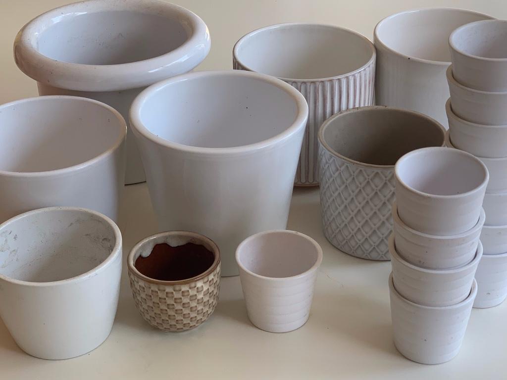 Lot van 20 verschillende witte cache-pots - mooi als eenheid, Tuin en Terras, Gebruikt, Rond, Binnen, Ophalen of Verzenden