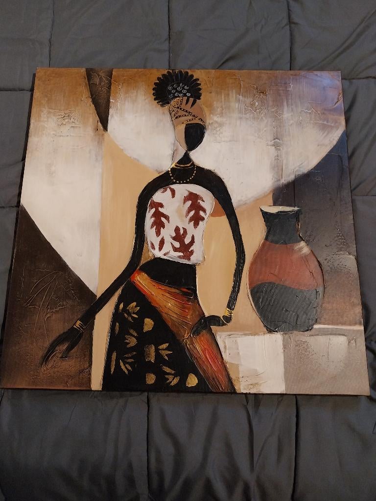 2 cadres style africain, Comme neuf, Enlèvement, 50 à 75 cm, Bois