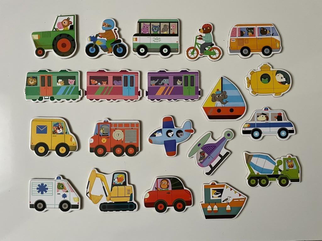 Set van houten magneten - vervoermiddelen, Enlèvement ou Envoi, Comme neuf, Découverte