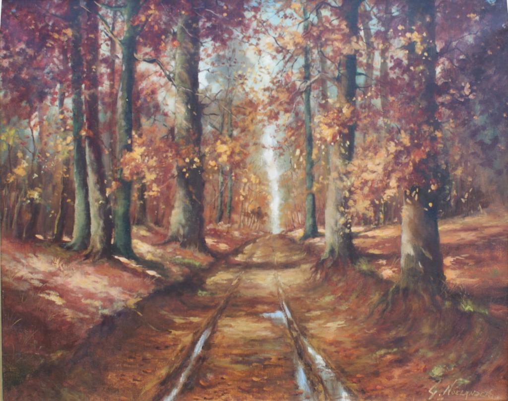 Gaston Noelanders (1910-1987): Bosweg (O/D, 128 x 108 cm), Antiquités & Art, Enlèvement
