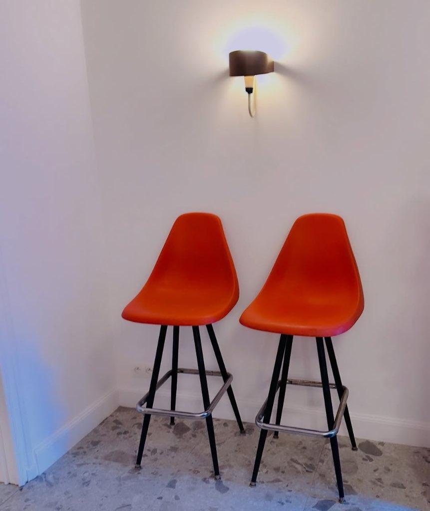 Paire de chaises hautes de bar vintage, Enlèvement, Utilisé, Avec repose-pieds