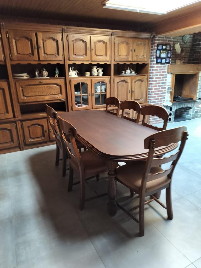 Eiken eettafel met 6 eiken stoelen, Huis en Inrichting, Tafels | Eettafels, Ophalen
