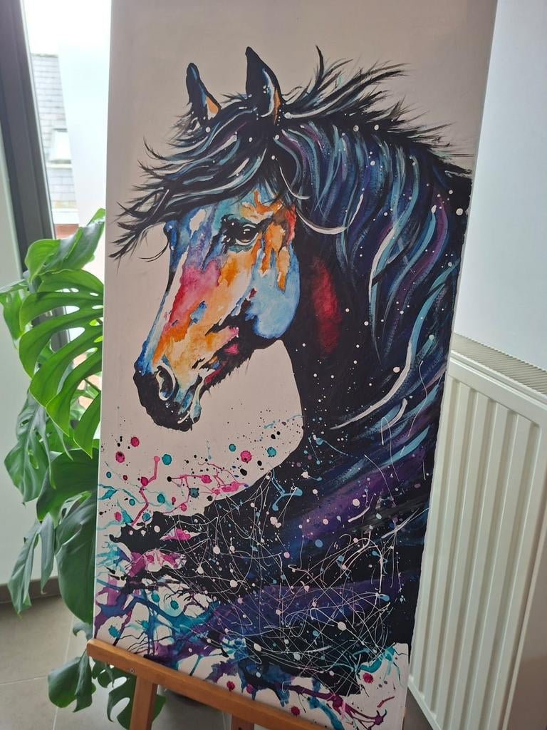 Peinture de cheval unique peinte à la main, Antiquités & Art, Enlèvement
