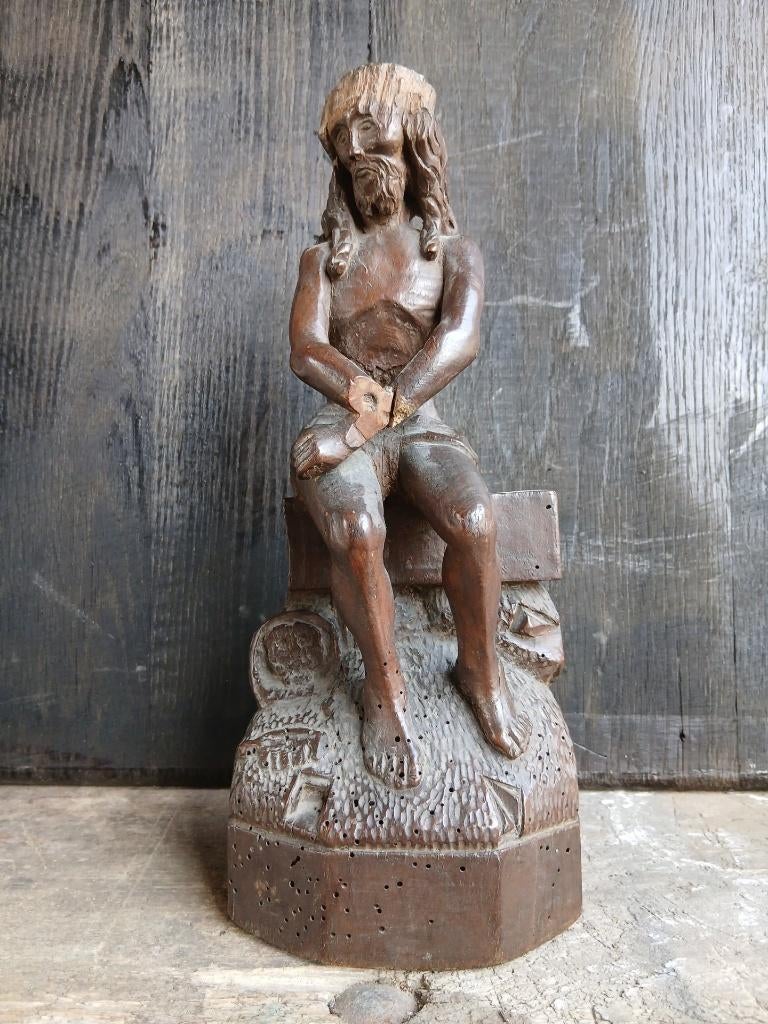 Christus op Koude Steen 17de eeuws hout, Ophalen of Verzenden