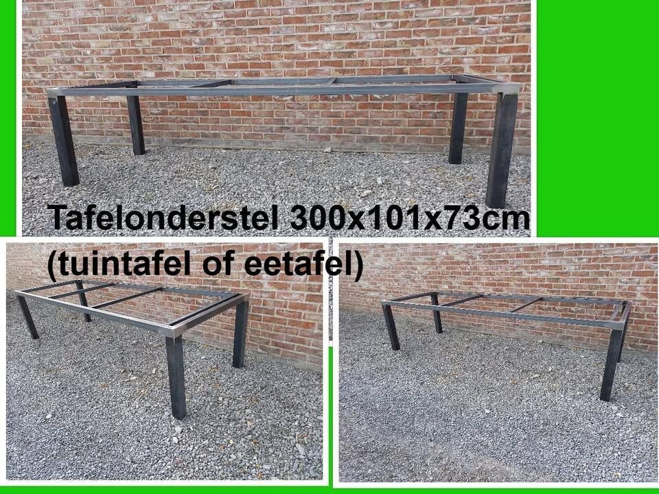 Stalen tafelonderstel 300x101x73 cm H - tuintafel - eettafel, Tuin en Terras, Tuintafels, Ophalen, Nieuw, Rechthoekig, Metaal