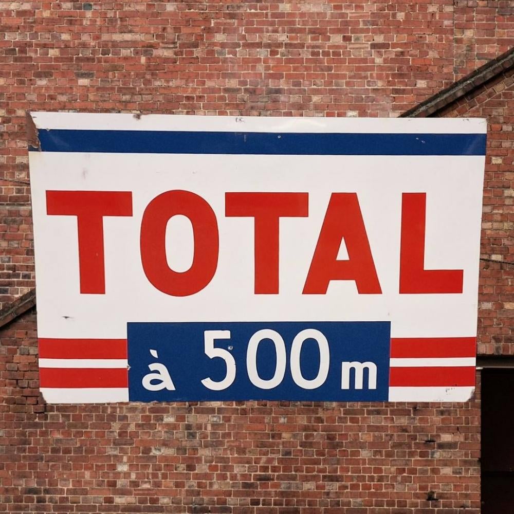 Super groot en zwaar emaille bord TOTAL️️️⛽️, Ophalen, Gebruikt, Reclamebord