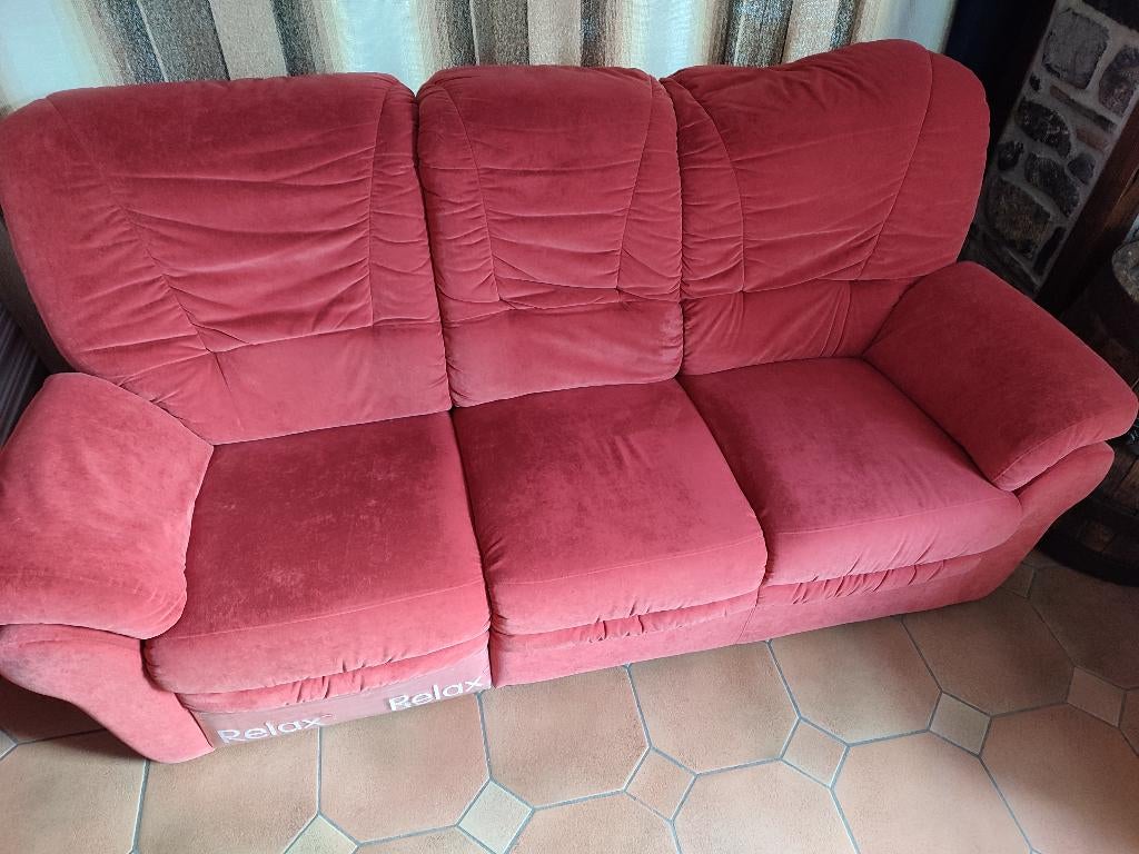 ensemble canapé + 2 fauteuils relax, Enlèvement, Utilisé, Tissus, Trois personnes
