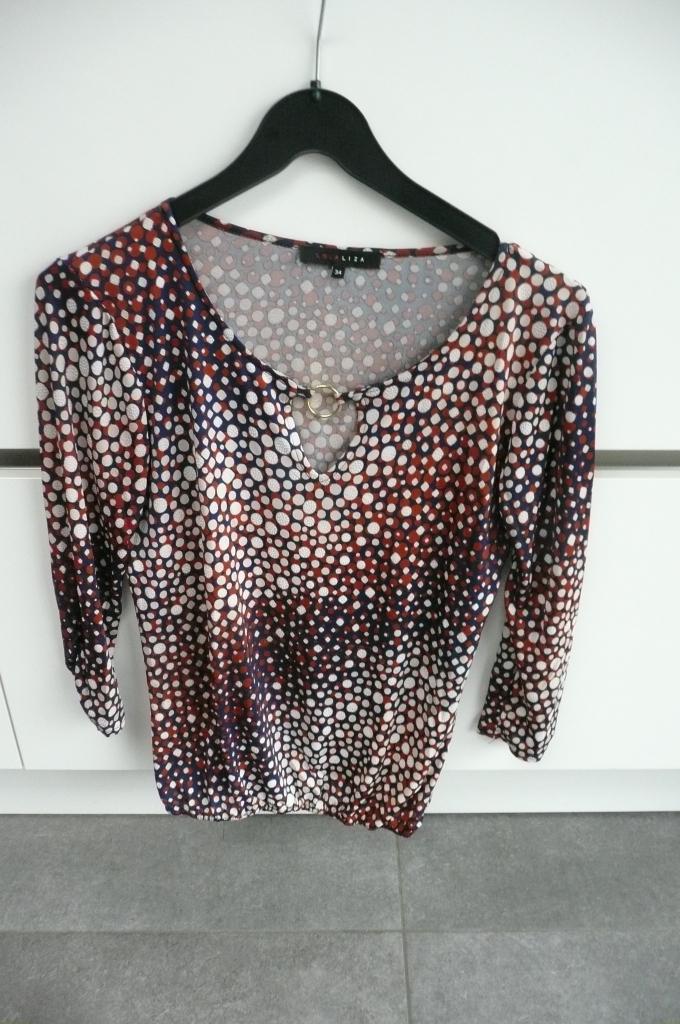 Bruin blauw geprinte bloes Lola Liza (K783), Blauw, Ophalen of Verzenden, Zo goed als nieuw, Lange mouw